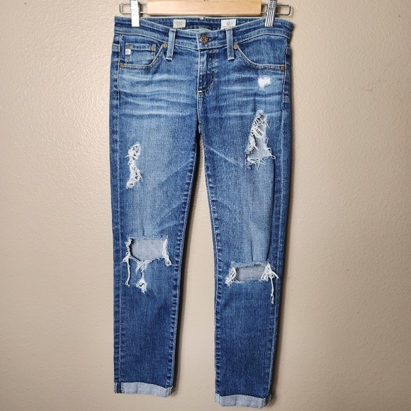 AG Adriano Goldschmied Stilt Roll-Up Cigarette Distressed Jean-Size 25 - Picture 2 of 12